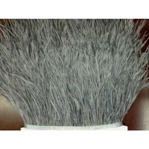 10 yards/lot Grey ostrich feather trimming fringe ostrich feather trim on Satin Header 5-6inch in width for Wedding Dress,перья