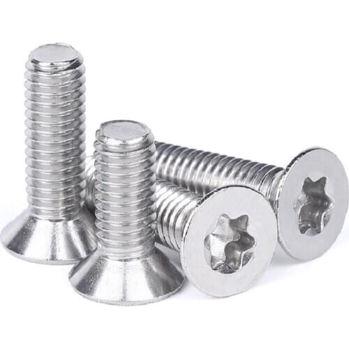 100pcs/lot GB2673 M1.6 M2 M2.5 ISO14581 304 Stainless steel countersunk head torx screw flat six-lobe machine screws