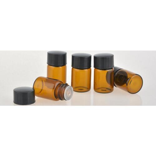 1000pcs/lot 2 ML High Grade Amber Mini Glass Bottle, 2CC Amber Sample Vial,Small Essential Oil Bottle