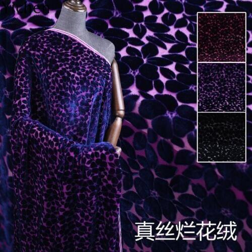 114cm*50cm Willow Real Silk Burnt Out Flannelette Material Mulberry Silk Velvet Lining Velvet Clothing Cheongsam Dress
