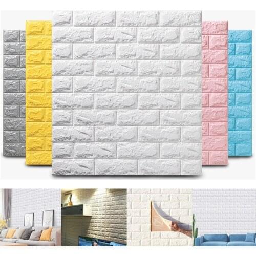 15pcs 3D Wall Sticker Imitation Brick Room Decoration Waterproof Self Adhesive Wallpaper For Living Kitchen TV Backdrop Decor