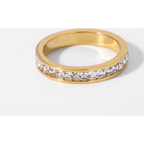 18K Gold Plated Stainless Steel Zircon Rings For Women Minimalist Waterpoof Finger Rings Wedding Jewelry