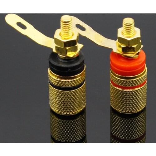 2pcs Gold Plated Amplifier Speaker Terminal Binding Post Banana Plug Socket Connector Suitable for 4mm banana plugs