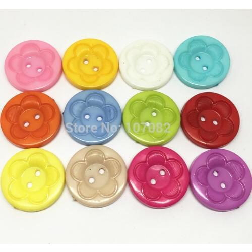 300pcs 25mm Large Mixed Round Flower Nylon Buttons Sewing Accessories Button Scrapbooking Cardmaking Embellishments