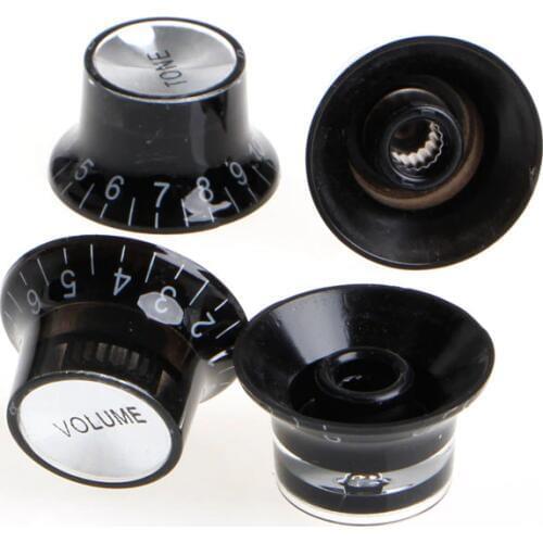 Guitar Accessories 2 Tone 2 VOLUME Control Knobs Silver Top Hat Bell For Gibson Les Paul SG