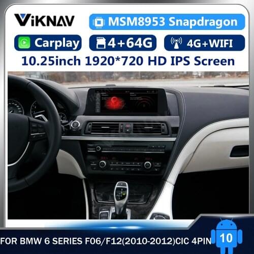 10.25" Android 10.0 Car For BMW 6 Series F06/F12 2010-2012 CIC 4PIN GPS Navigation IPS Touch Screen DVD Multimedia Player