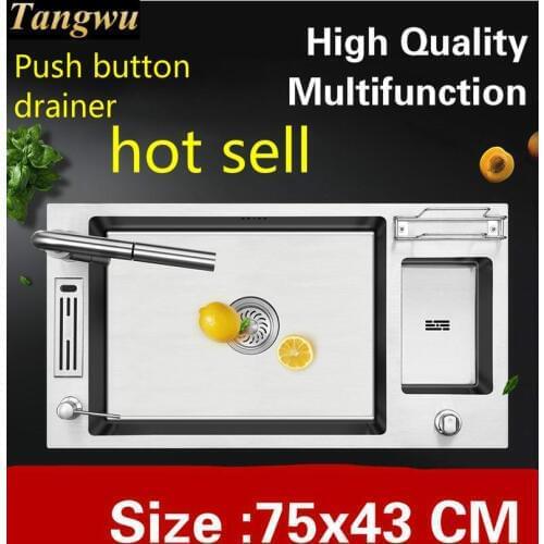 Free shipping Home vogue big kitchen manual sink single trough wash vegetables 304 stainless steel luxury hot sell 75x43 CM