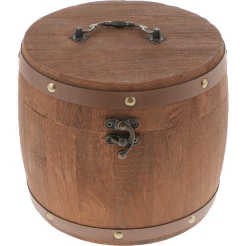 Large Wooden Barrel Canister Storage Caddy for Tea Leaf Flour Coffee Bean