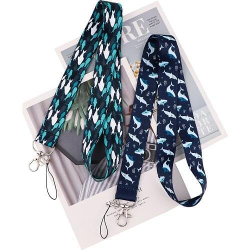 MD998 DMLSKY Cartoon Shark Dolphin Lanyard Keychains Accessory For Mobile Phone USB ID Badge Holder Key Strap Tags Neck lanyard