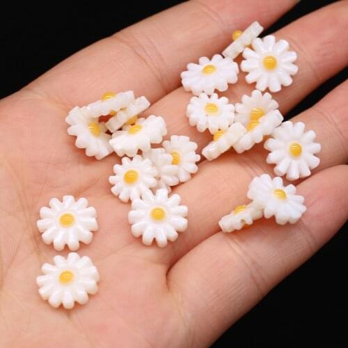 4pcs Natural Freshwater Sun Flower Shape Shell Beads for Jewelry Making Bracelet Necklace Accessories Gift Size 12x12 10x10mm