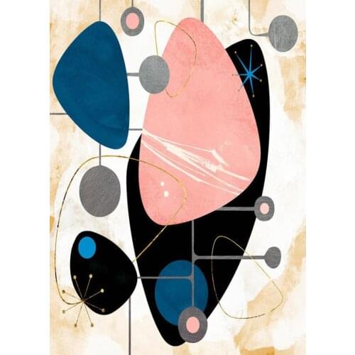 Black Golden Blue Mountain Landscape Painting Picture Nordic Canvas Abstract Art Geese Stone Poster Print Home Room Wall Decor