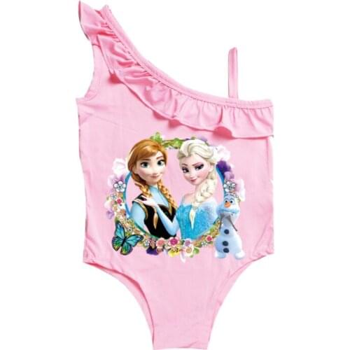 Disney Frozen One Piece Girls Swimsuit 3D Print cartoon Strap Backless Swimsuit Bathing Suit Summer Beachwear Swimsuit