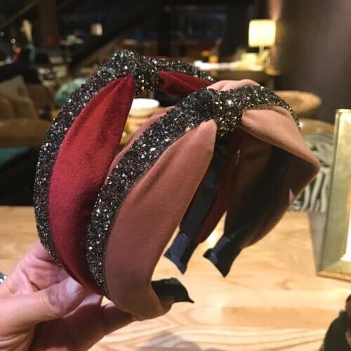 Headdress Headband Velvet Knotted Headband Handmade Cute Girls Rhinestone Hair Accessories