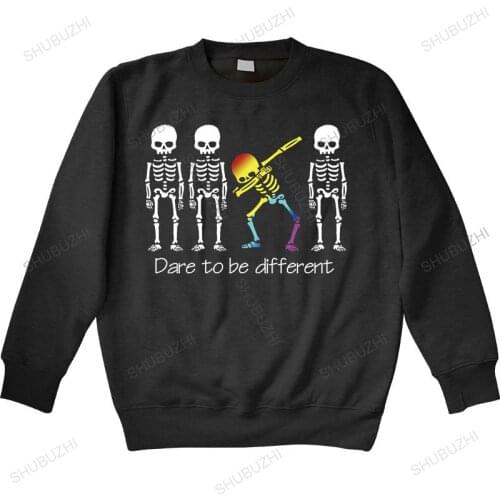 Cotton sweatshirt male hoody Men hoodies Dare To Be Different LGBT Dabbing Skeleton Halloween Man crew neck hoodie