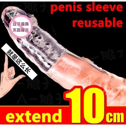 Penis Extender Sex Toys For Men Reusable Condom Dick Sleeve Adult Sex Toys Male Realistic Thick Cock Enlarger Delay Penis Sleeve
