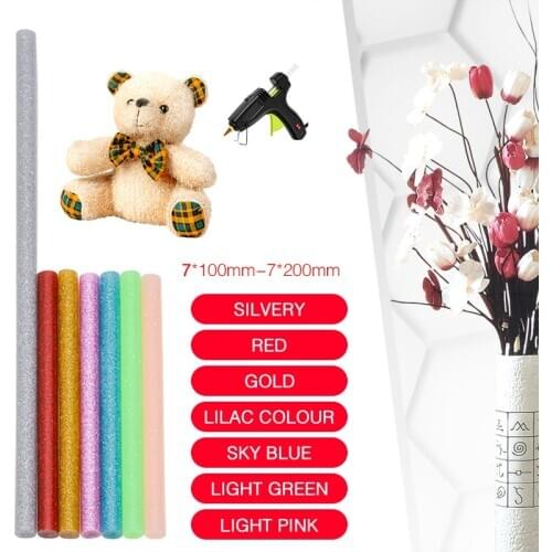 JimBon 10pcs 7x100mm 7x200mm Multicolor Hot Melt Glue Sticks Electric Glue Gun Model Art Craft Album Repair DIY Heatin