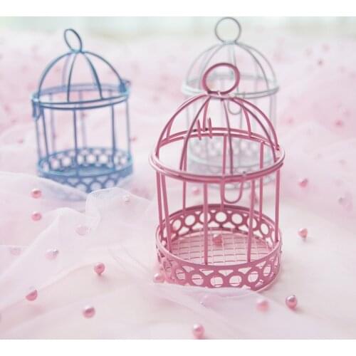 Mini metal bird cage decoration for props photography Chocolate candy box wedding party favours gifts home decor