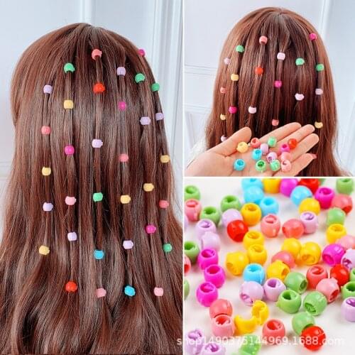 80pcs Cute Candy Colors Plastic Hairpins Hair Braids Maker Beads Mini Hair Claw Clips For Women Girls Headwear Hair Accessories