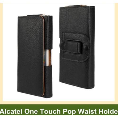 Fashion PU Leather Waist Holder Flip Cover Pouch Case for Alcatel One Touch Pop D1/D3/D5/Icon/S3/S7/Up/Star Drop Shipping