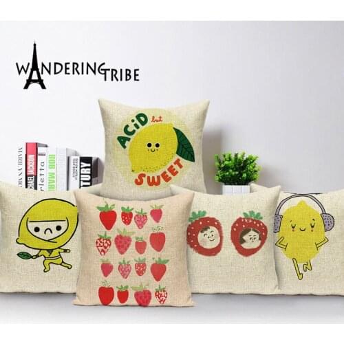 Cartoon Apple Pillow Case Colorful Fruit Sofa Decorative Cushions Cover Lemon Sofa Bed Pillow Covers Linen Cushions Cases Kissen