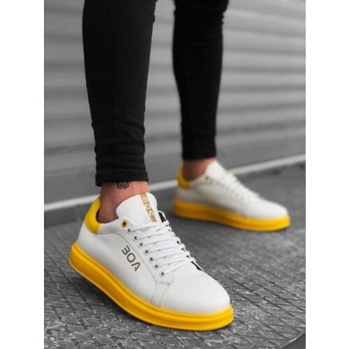 BA0169 Laced White Yellow High Outsole Male Boots