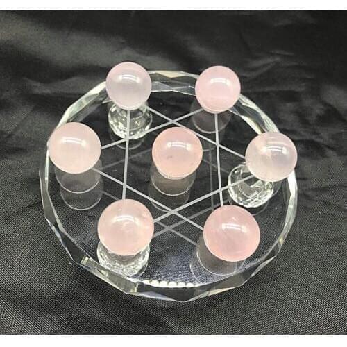 Natural Rose Quartz Crystal Sphere Seven Star Group Crystal Sphere Ball Chakra glass base stand reiki healing