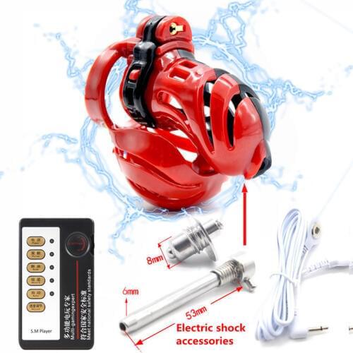 New Resin Small Male Chastity Device Penis Lock Cage With Shock Catheter Super Breathable Cock Cage Sex Toys For Men Bondage Pen