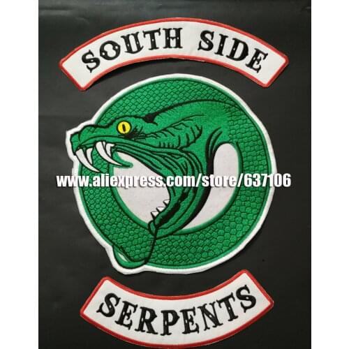 Custom south side patches for biker of Vest embroidered Green Snake patches clothing badges sticker iron on appliques labels