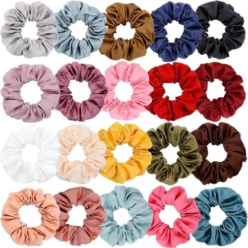 Candy Color Satin Scrunchie Elastic Hair Rubber Bands Floral Print Headband Ponytail Holder Ties Rope Hair Accessories Gift