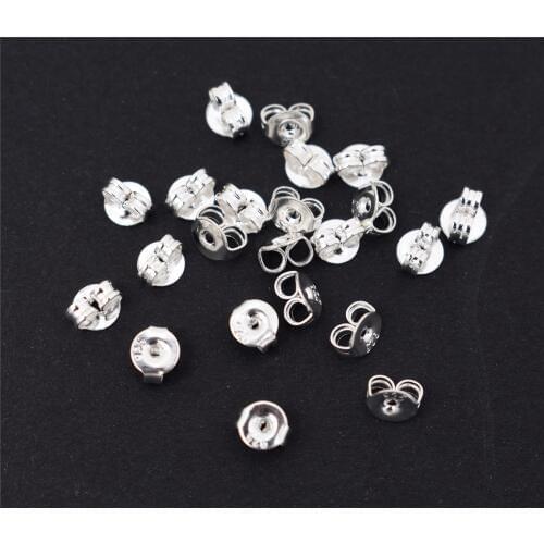 100pcs High Quality 925 Silver Plated Copper Material Earring Back Plug Earring Settings Base Ear Studs Back Whole Sale