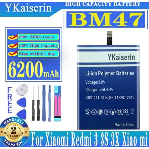 Replacement Battery For Xiaomi Redmi 3 3S 3X 4X Redmi3 Pro Hongmi Redrice 3 3s BM47 Genuine Battery 5200mAh Free Cable Track NO