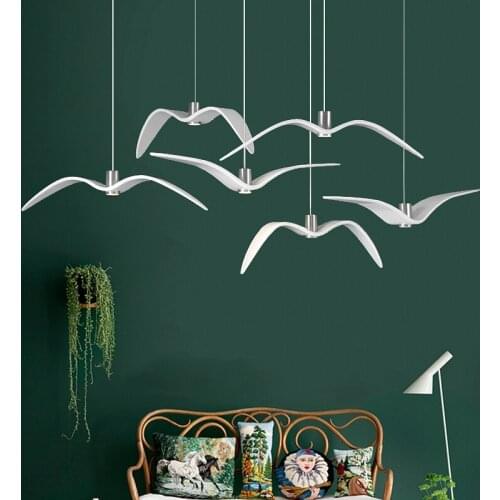 Nordic Modern Petrel Pendant Light Creative Resin Flying Bird Hanging Lamp for Living Room Bedroom Bar Indoor Decor Led Lights