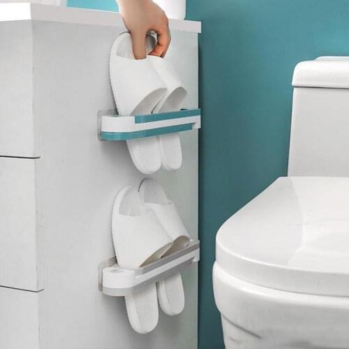 Slipper Rack Foldable Adhesive Plastic Wall Hanging Shoes Rack for Bathroom Shoes Rack