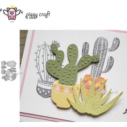 Piggy Craft metal cutting dies cut die mold Cactus potted plants Scrapbook paper craft knife mould blade punch stencils dies