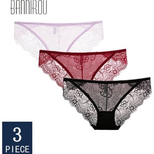 BANNIROU 3 Pcs Panties For Woman Underwear Sexy Lace Briefs High Quality Female Panties Womens Underwear Free Shipping New M-XL