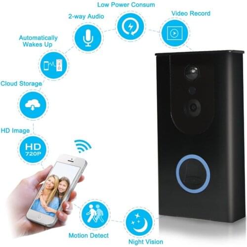 Smart Video Doorbell Camera 720P Visual Call Intercom Door Bell Infrared Night Vision Remote Record Home Security Monitoring
