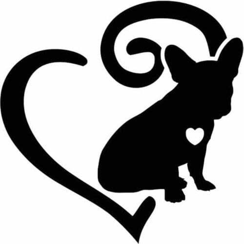 Cartoon French Bulldog Frenchie Love Heart Vinyl Decal Car Auto Adhesive Sticker French Bulldog Frenchie Love Pattern 15cm*15cm