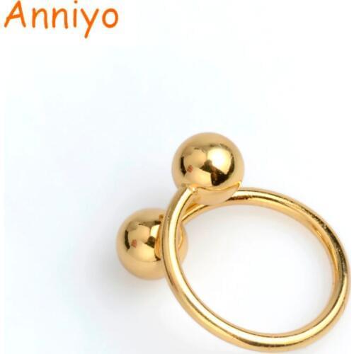 Anniyo Small Bead Ring Free Size for Women Eretrian Gift Jewelry African Gold Color Ball Ring Ethiopian Nice Items #067406
