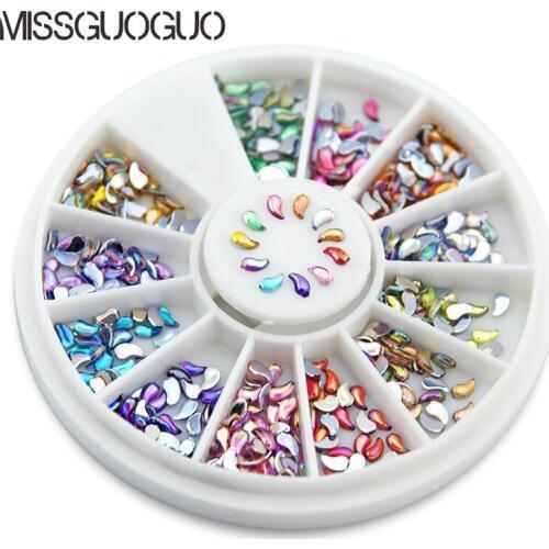 Drop Shape 1 Wheel Flat Bottom Rhinestones Nail Decor Accessory Art Accessories for Colorful Shinning Decoration