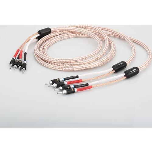 1pair Hi-End 12TC OCC Speaker Wire Hifi Speaker Cable Audiocrast 2 to 2 Rhodium plated banana cable