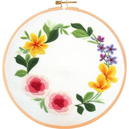 1 Pair Of Scissors Adult Beginner Embroidery Kit Handwork Needlework Non-finished Product Flowers 4 Pieces DIY Material Package