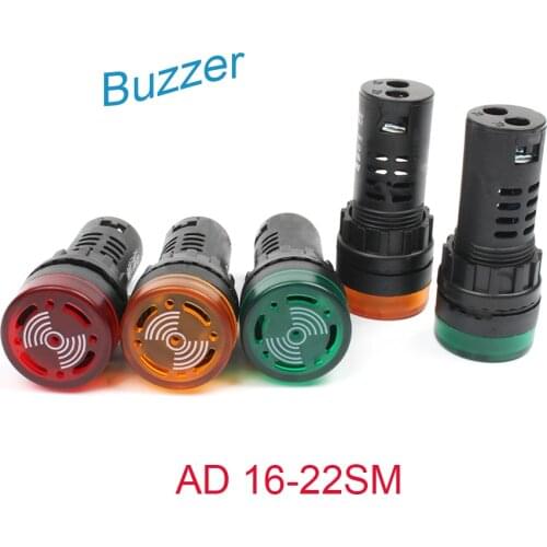 1pc 22mm AD16-22SM Indicator light signal lamp Flash buzzer yellow/red/green 12V 24V 110V 220V Active Buzzer