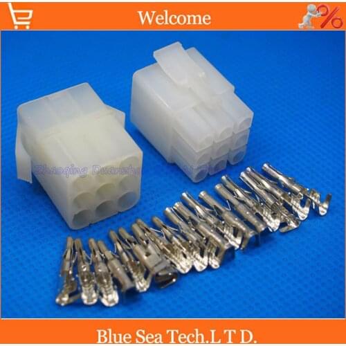 10 sets L6.2-9Pin 9 port Terminal 6.2mm pitch Electrical Connector Kits Male Female jack plug for Car Free shipping