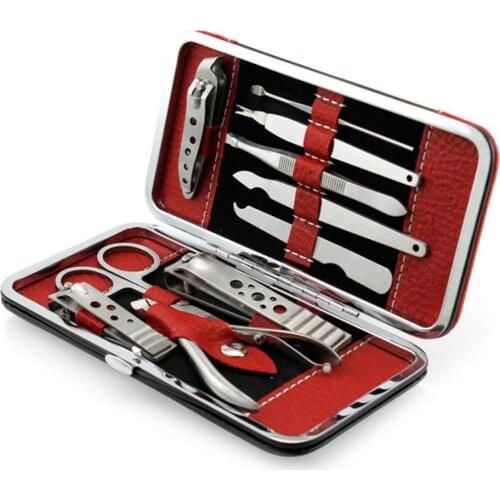 10Pcs Pedicure Manicure Tool Set Nail Clippers Cleaner Cuticle Grooming Kit Case