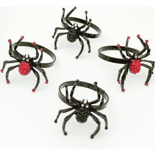 12pcs/lot Halloween Spider Napkin Ring Black Napkin Button Cloth Napkin Ring Holiday Party Desktop Decoration