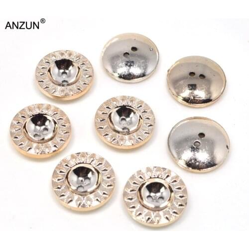 25pcs 18mm Plating Plastic Buttons Fashion Fastener For Craft Light Gold Plastic Button With Two Hole for Sewing Garaments DK-08