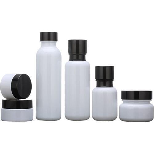 50pcs150ml 120ml 50ml pearl white essence lotion bottle screw cover drip pressure pump cosmetic packaging bottle 50-20gcream jar