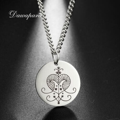 Dawapara Veve Erzulie Amulet Voodoo Talisman Pendants Necklace Goddess of Love and Desire Necklaces Stainless Steel Jewelry