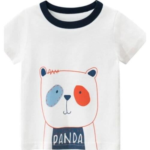 2-8Y Cartoon Print Baby Boys Dinosaur T Shirt For Summer Infant Kids Boys Girls T-Shirts Clothes Cotton Toddler Letter Tops