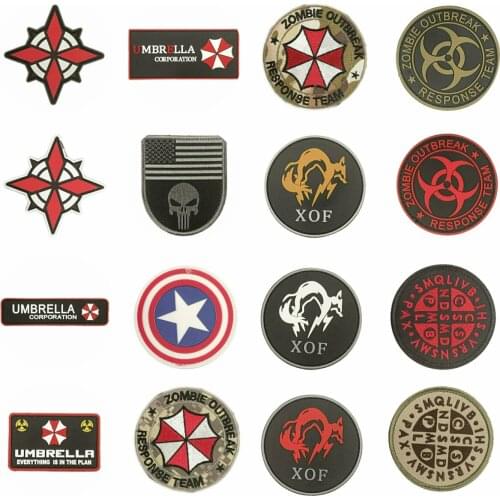DIY embroidery pvc HOOK&LOOP umbrella patch letter uss fox badges applique patches for clothing QR-37